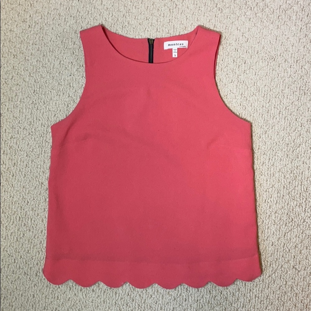 Coral Monteau Scalloped Edge Top